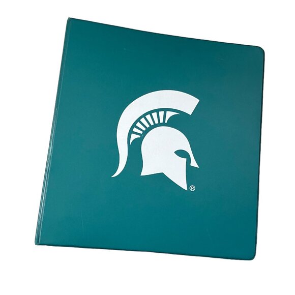 Vintage Michigan State University MSU Spartans Green 3 Ring Binder‎ 2 Inch NCAA - Picture 1 of 5